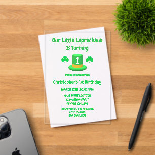 Little Leprechaun 1st Birthday Acrylic Invitations