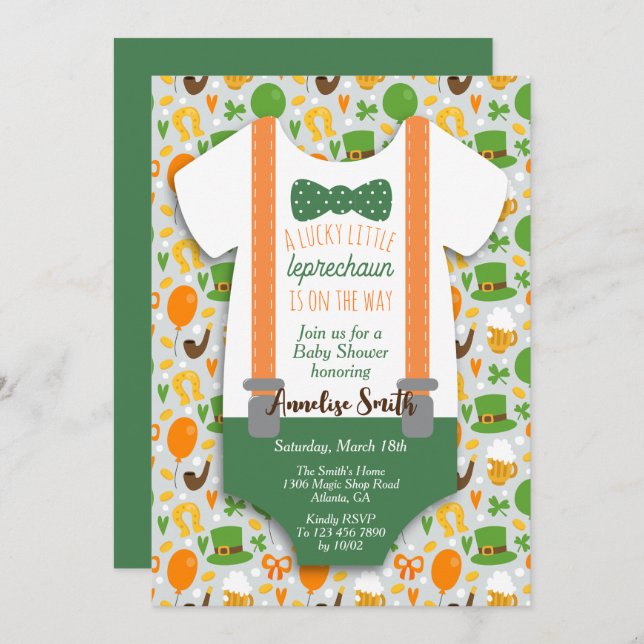 Little Leprechaun Baby Shower Invitation (Front/Back)