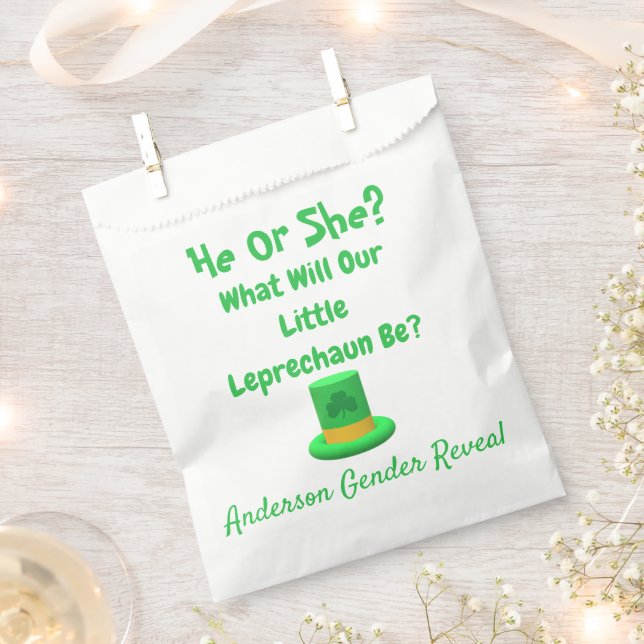 Little Leprechaun Gender Reveal Favour Bag (Clipped)