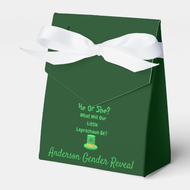 Little Leprechaun Gender Reveal Favour Box (Front Side)