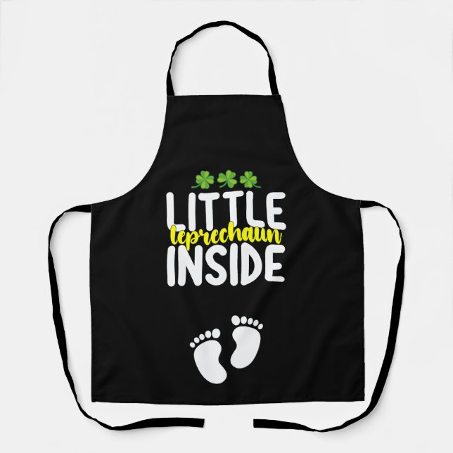Little Leprechaun Inside Pregnancy Pregnant Mum Apron (Front)