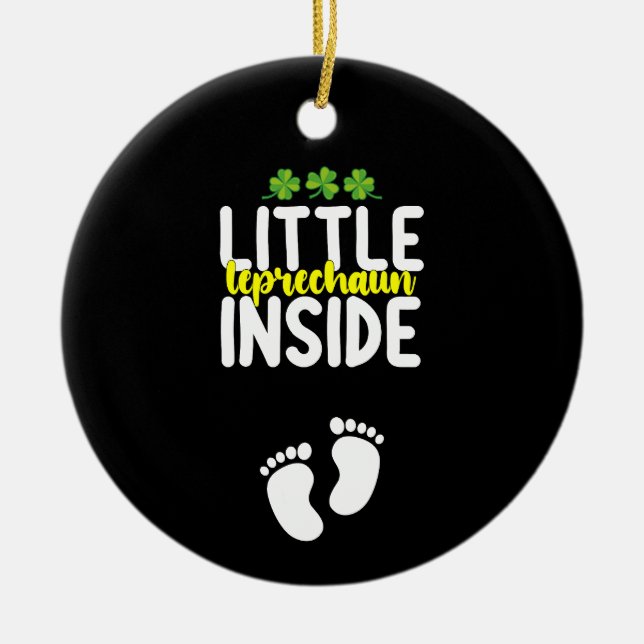 Little Leprechaun Inside Pregnancy Pregnant Mum Ceramic Ornament (Front)
