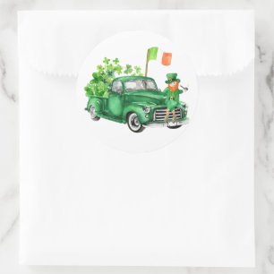 Little Leprechaun Truck Birthday Party Thank You Classic Round Sticker