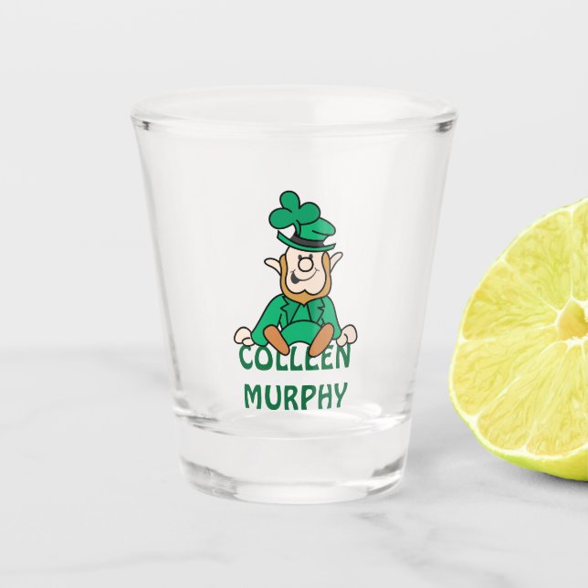 Little Leprechaun With Your Name Shot Glass (Front)