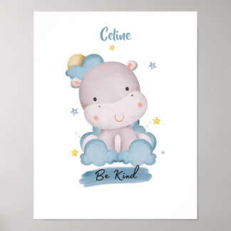 Little Lessons Hippo from the Clouds Poster