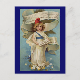 Little Liberty Girl Sings My Country 'Tis of Thee Postcard