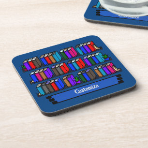 Little Library Book Club Teal Coaster