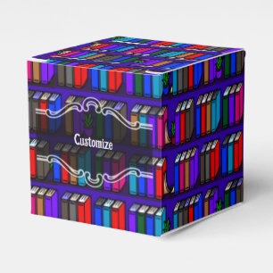 Little Library Book Shelves Purple Cube Favour Box