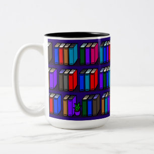 Little Library Book Shelves Purple Two-Tone Coffee Mug