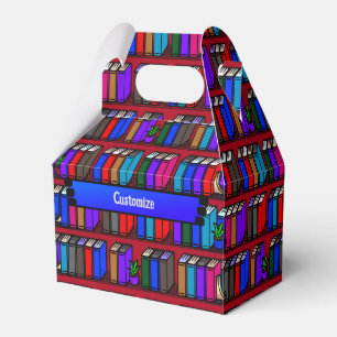 Little Library Book Shelves Red Gable Favour Box