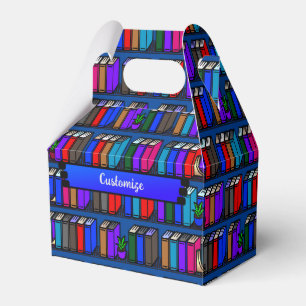 Little Library Book Shelves Teal Gable Favour Box