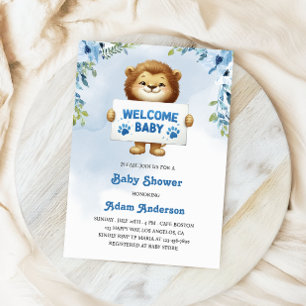 Little Lion Baby Shower – Blue Jungle Theme Invitation