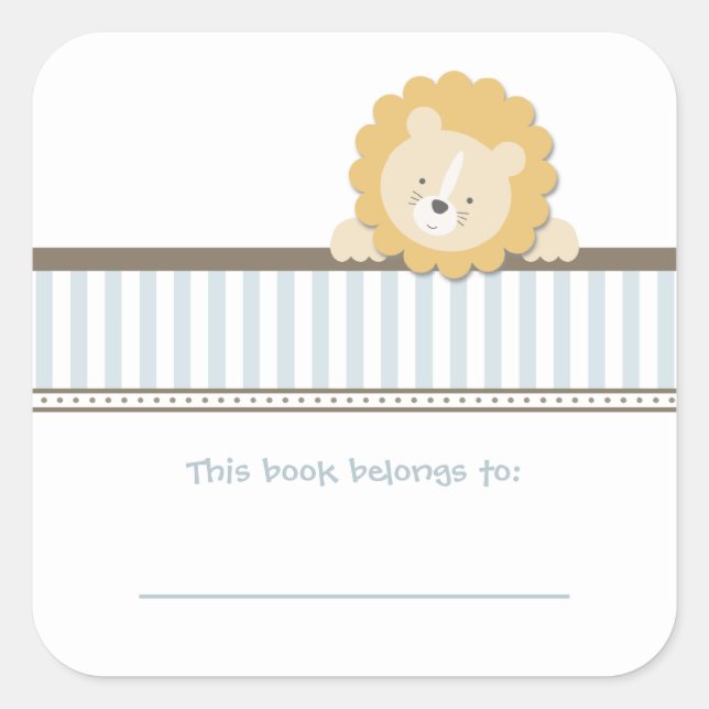 Little Lion {Blue} | Bookplates Square Sticker (Front)