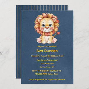 Little Lion Boy Baby Shower Invitation