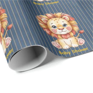 Little Lion Boy Baby Shower Wrapping Paper