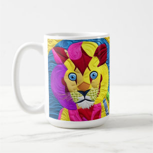 Little Lion Cub Quilt Like Design Coffee Mug