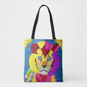 Little Lion Cub Quilt Like Design Tote Bag