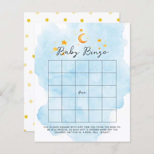 Little Lion Its a Boy Watercolor Blue Baby Bingo  (Front/Back)