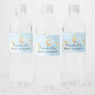 Little Lion Its a Boy Watercolor Blue Baby Shower Water Bottle Label