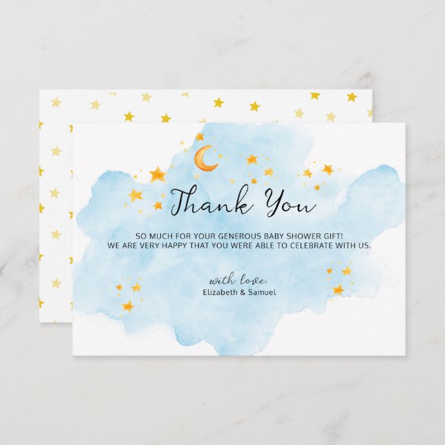 Little Lion Its a Boy Watercolor Thank You Card (Front/Back)