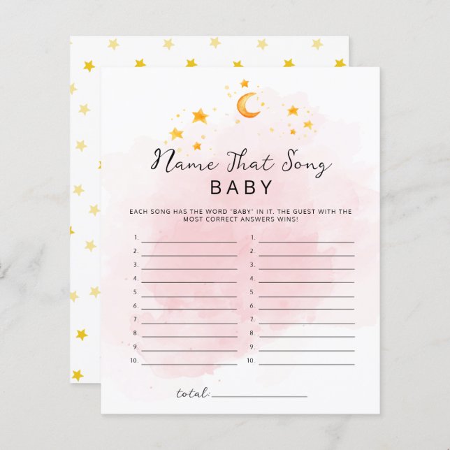 Little Lion Its a Girl Watercolor Name That Song (Front/Back)