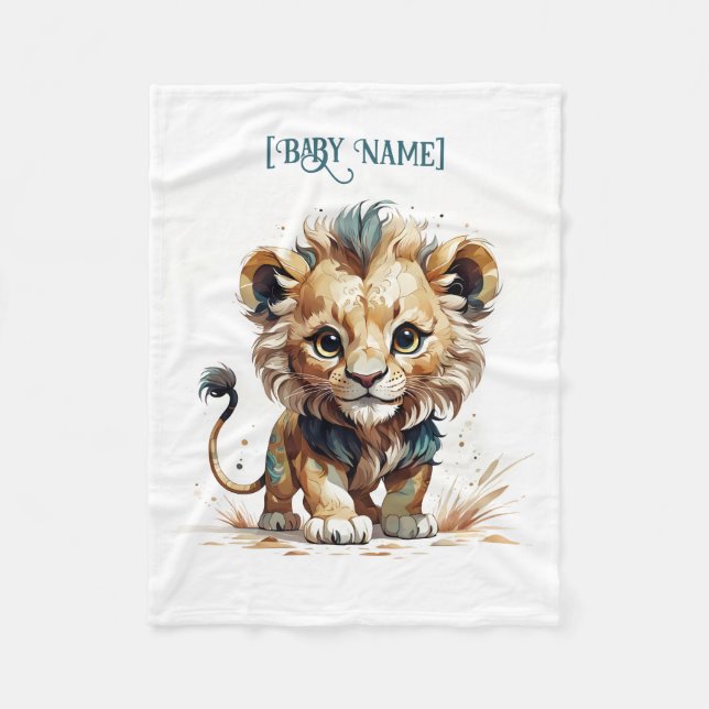 Little Lion Personalised Fleece Blanket (Front)