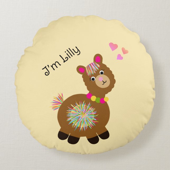 Little Llama Round Cushion (Front)
