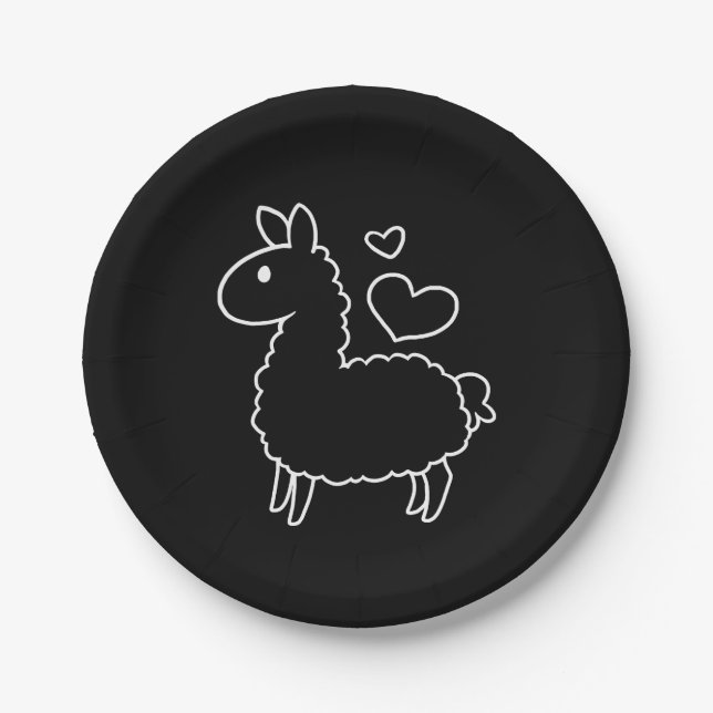 Little Llama Silhouette Paper Plate (Front)
