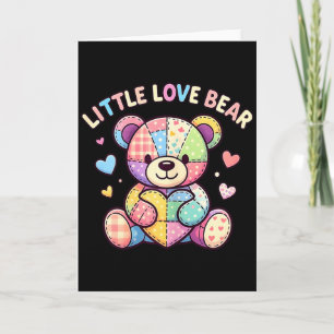 Little Love Bear Cute Patchwork Teddy Stitched Hea Card