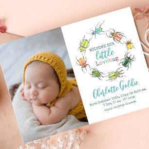 Little Love Bug Baby Announcement Photo Card
