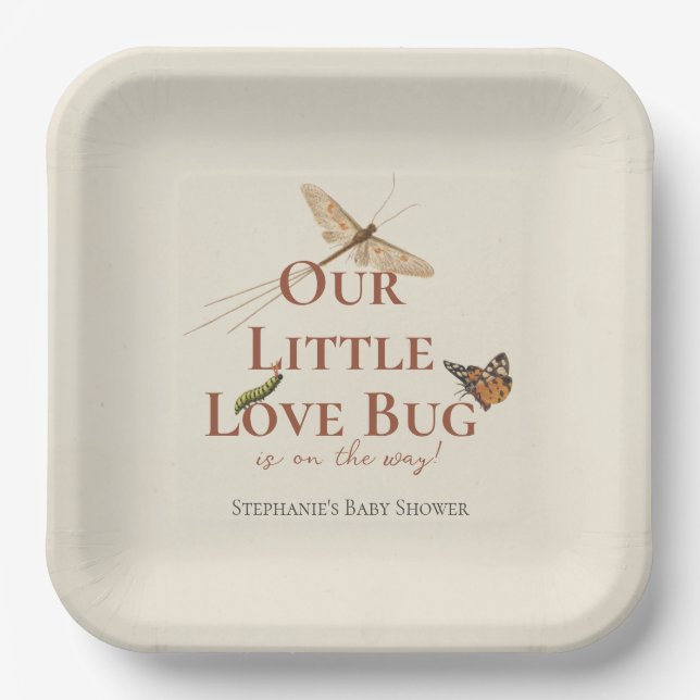 Little Love Bug Baby Shower Gender Neutral Paper Plate (Front)