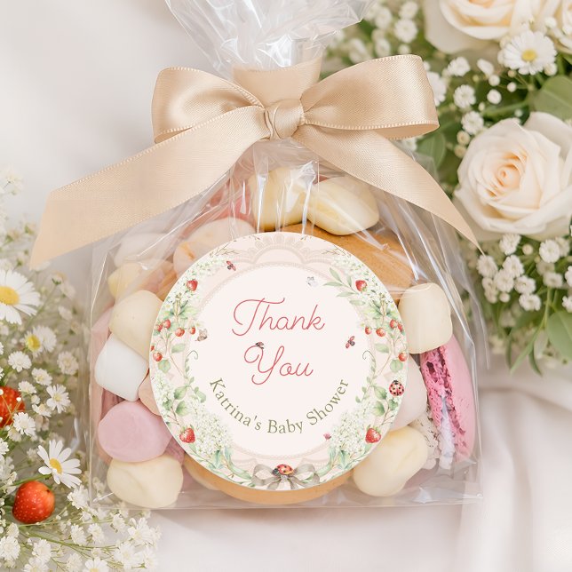 Little Love Bug Baby Shower Thank You Classic Round Sticker (Creator Uploaded)