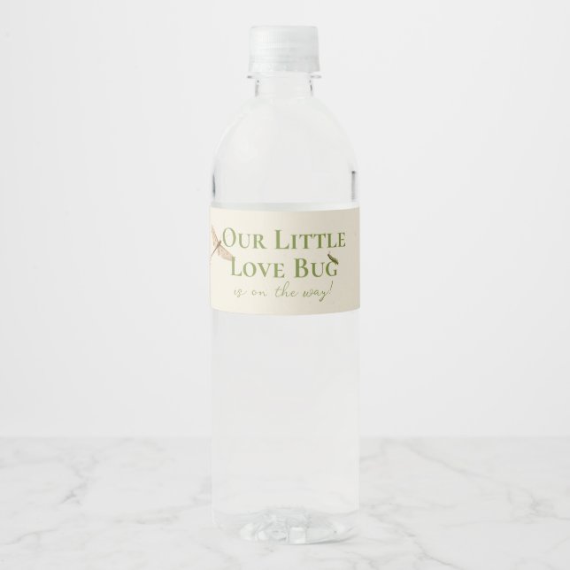 Little Love Bug Baby Shower Water Bottle Label (Front)