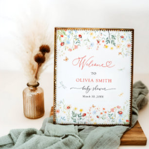 Little Love Bug Cute Garden Baby Shower Welcome  Poster