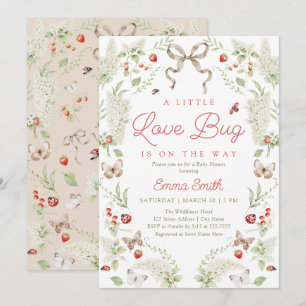 Little Love Bug Floral Bow Baby Shower Invitation
