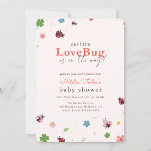 Little Love Bug Floral Girl Baby Shower Invitation