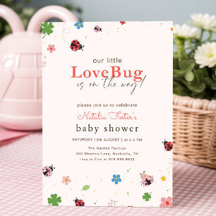 Little Love Bug Floral Girl Baby Shower Invitation