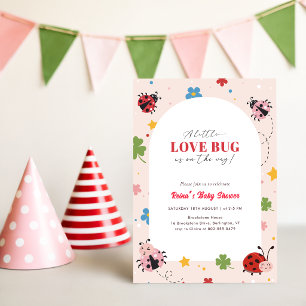 Little Love Bug Floral Girl Baby Shower Invitation