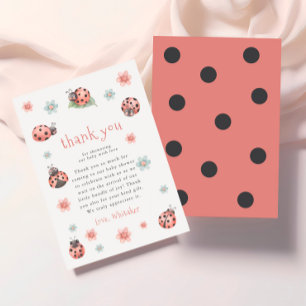 Little Love Bug  Floral Girl Baby Shower Thank You Card