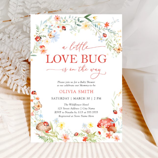 Little Love Bug Girl Baby Shower Invitation (Creator Uploaded)