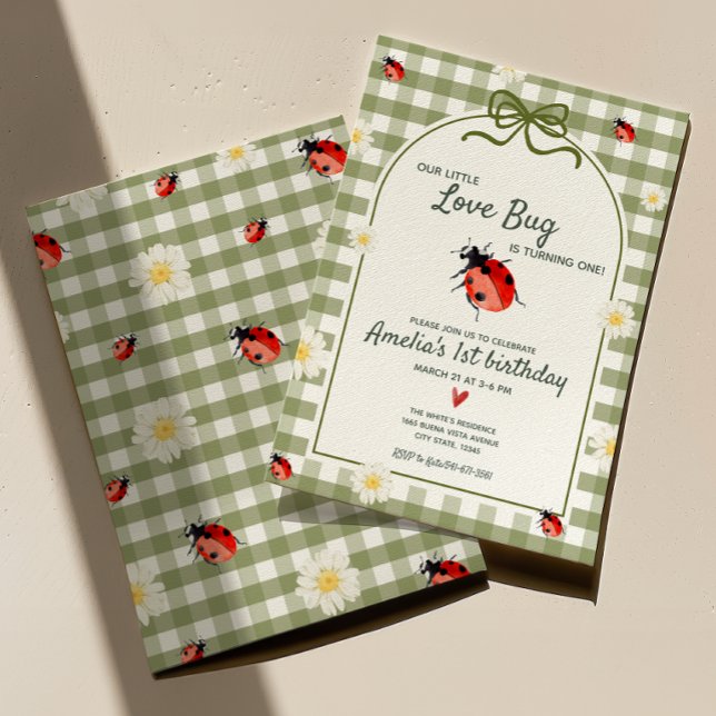 Little Love Bug Ladybug 1st Birthday Invitation (Creator Uploaded)