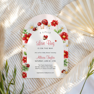 Little Love Bug Ladybug Baby Shower Arch Floral Invitation
