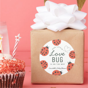 Little Love Bug Ladybug Baby Shower Classic Round Sticker