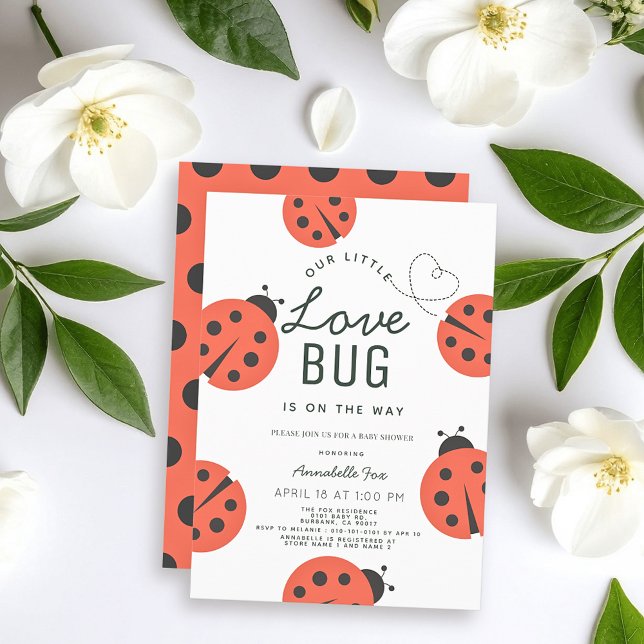 Little Love Bug Ladybug Baby Shower Invitation (Creator Uploaded)