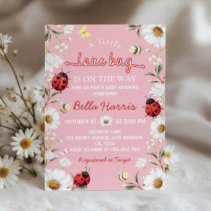 Little Love Bug Ladybug Daisy Baby Shower Invitation