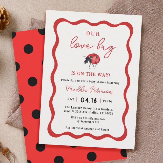 Little Love Bug Ladybug Girl Baby Shower Invitation (Creator Uploaded)