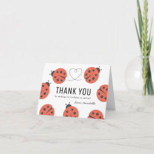 Little Love Bug Ladybug Girl Birthday  Thank You Card
