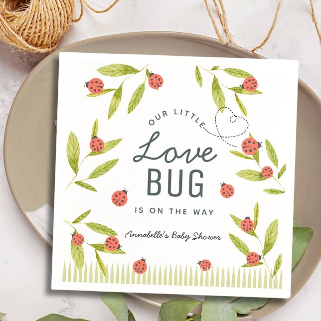 Little Love Bug Ladybug Leaf Baby Shower Napkins (Creator Uploaded)