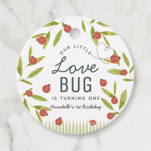 Little Love Bug Ladybug Leaf Birthday Thank You Favour Tags