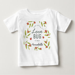 Little Love Bug Ladybugs & Leaves Birthday Baby T-Shirt